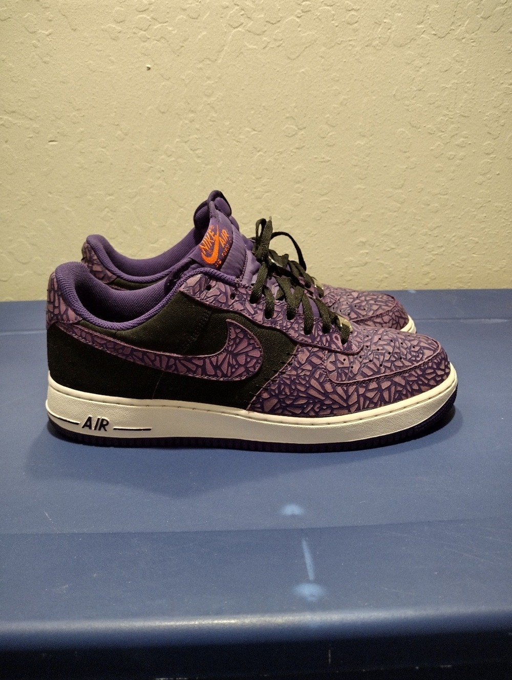 Nike Air Force 1 Crackle Purple and Black Sneakers Godzilla Pack
